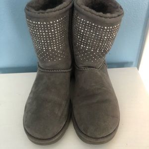 Gray Ugg Boots with Crystals Rhinestones 8